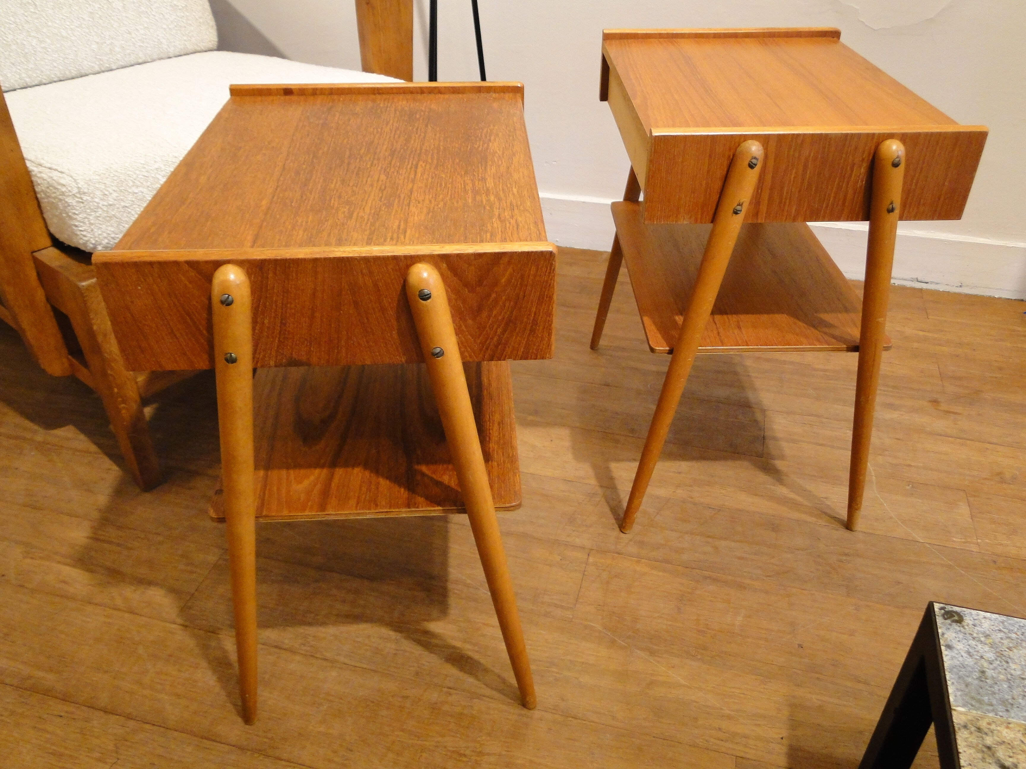 Pair of bedside teaks in AB Carlström & Co Möbelfabrik 1960