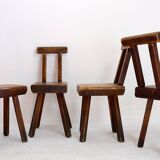 Brutalist Chairs attributed to Mobichalet, Belgium, 1960s, Set of 4