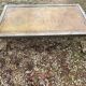 Industrial coffee table in silver wrought iron and leather, 1970s