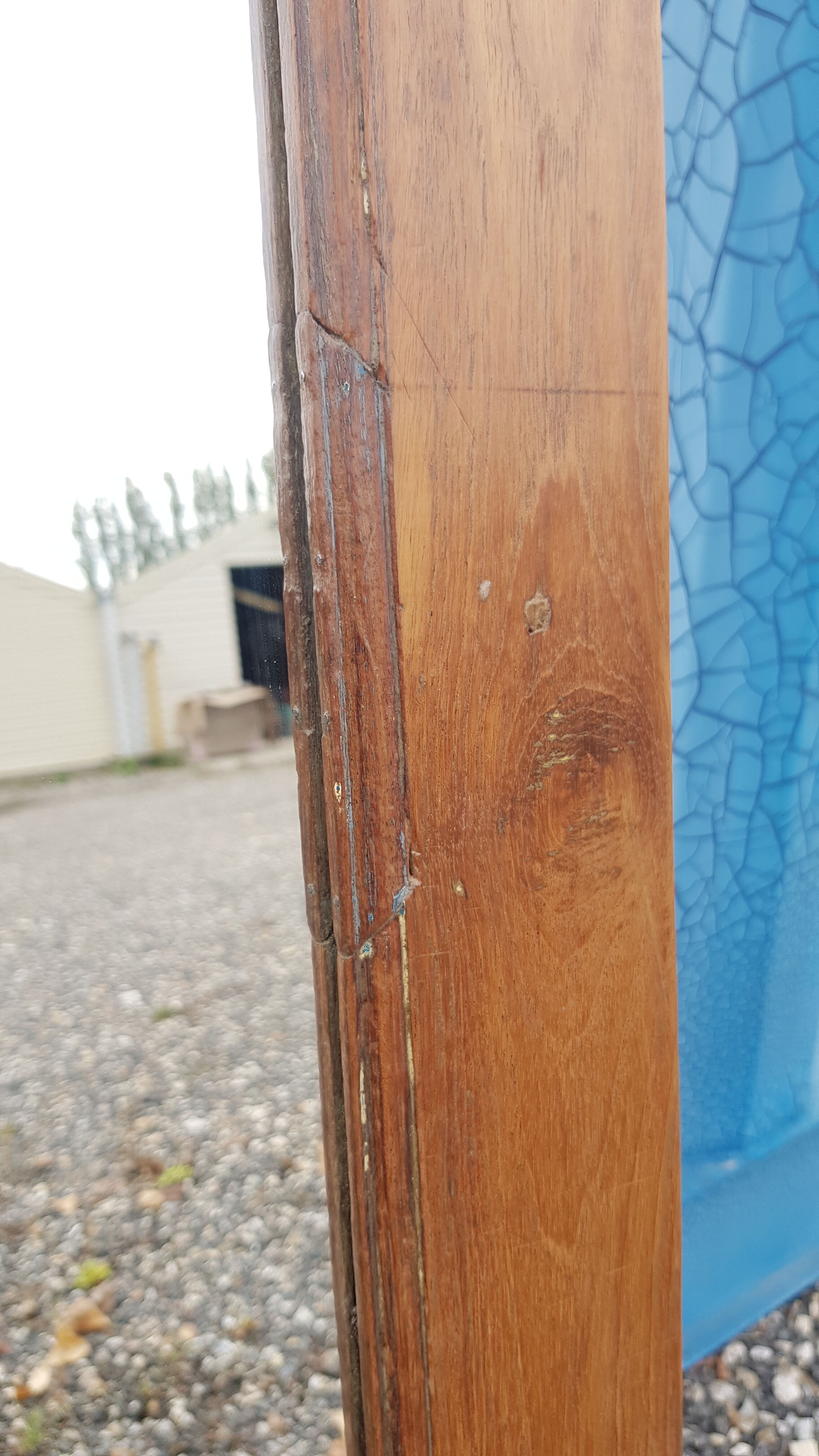 Large foot mirror made of natural Burmese teak