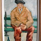 Old paintings Seated Man and Woman with the Umbrella by René. THE FORESTER (1903-1972)