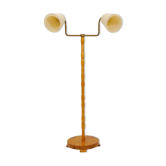 Mid-century organic floor lamp in birch and brass, Sweden, 1950s