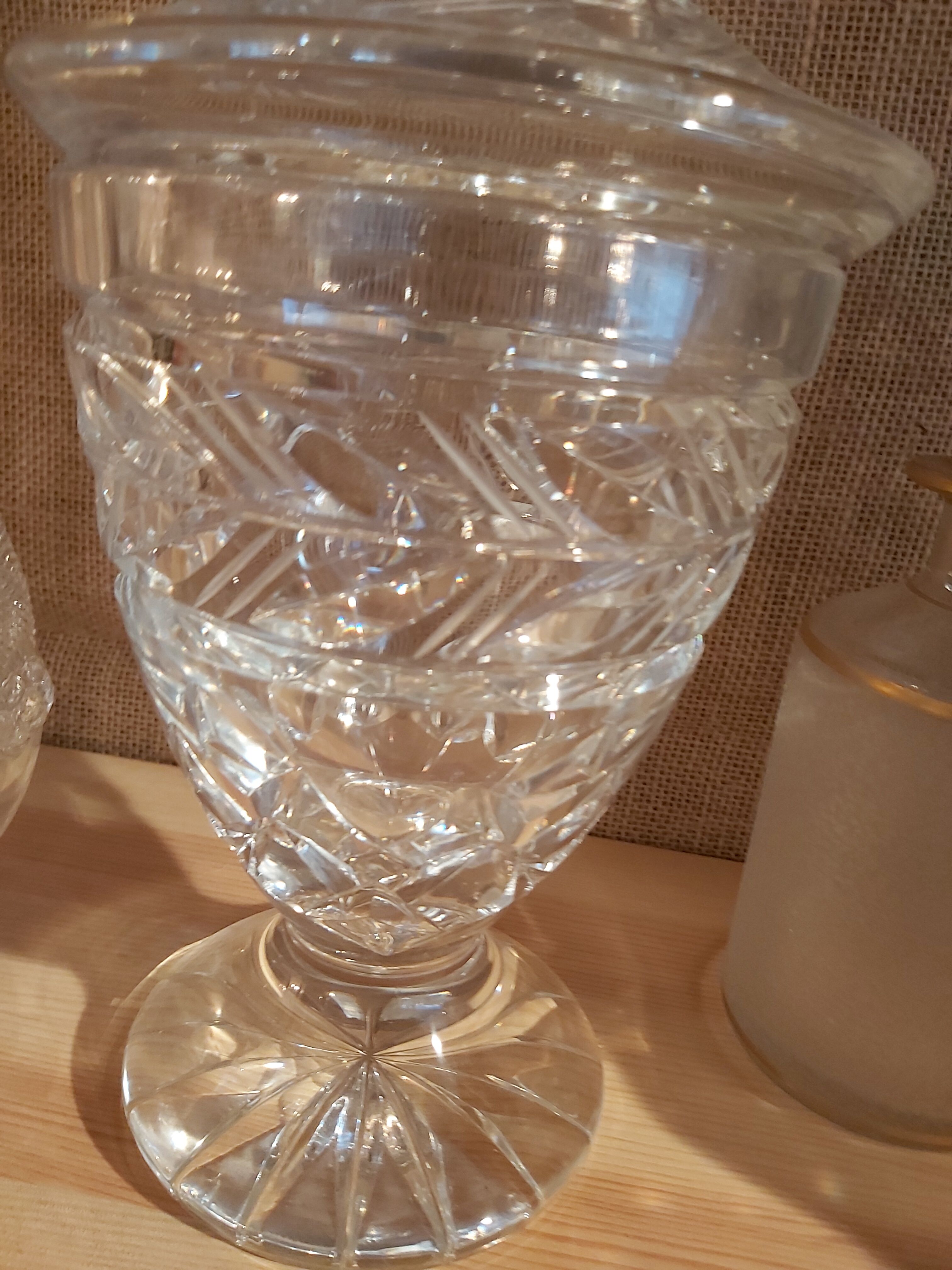 Cut crystal candy pot h 33 cm