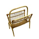 Vintage Wicker Newspaper Rack, Boho/PRL, Franco Albini Style, Italy 1970s