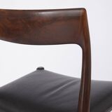Mid century Rosewood dining chair with leather seat by Niels O. Møller for J.L. Moller