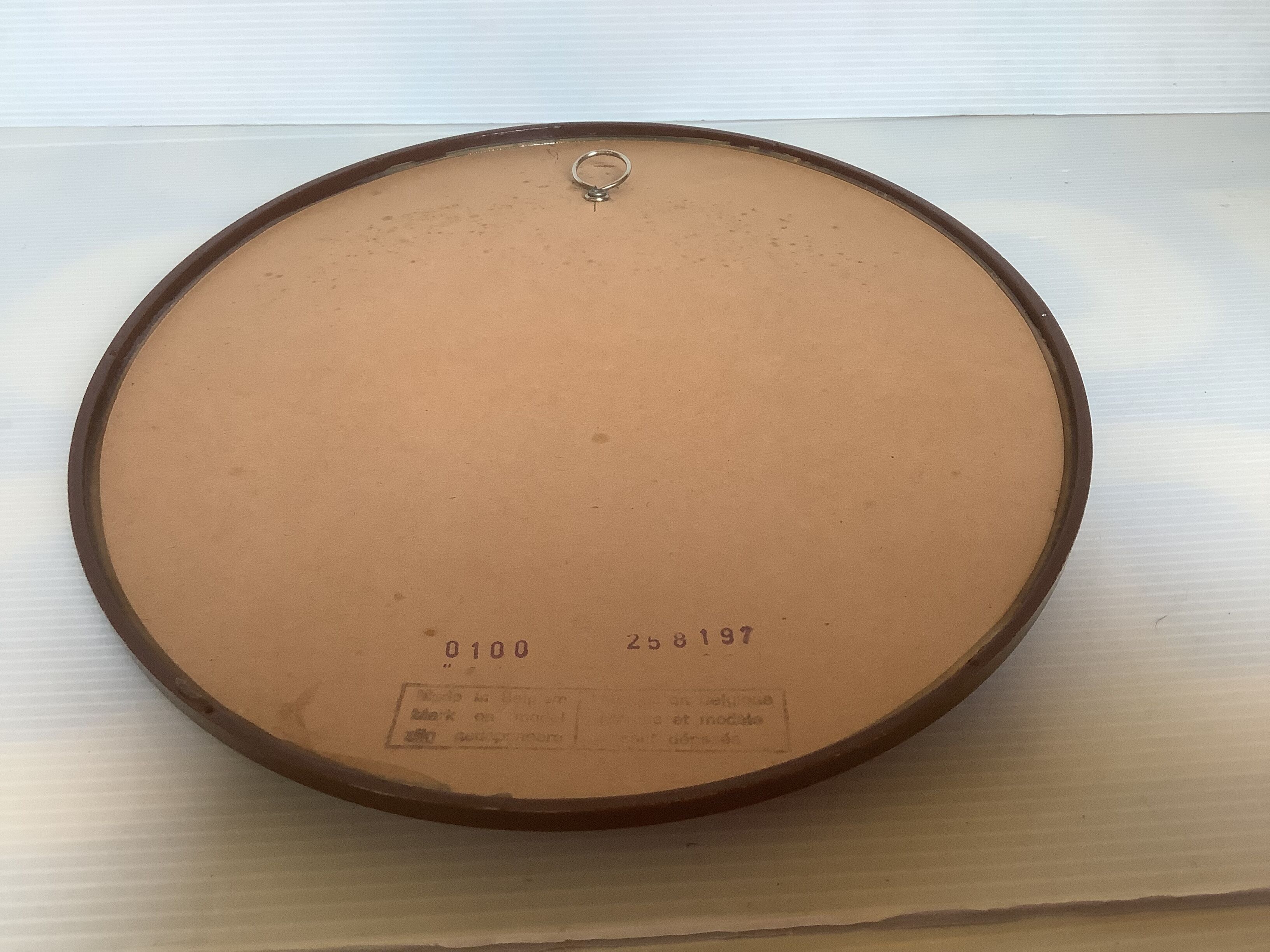 Brown plastic oval mirror made in belgium