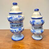 Set of 2 earthenware apothecary pots