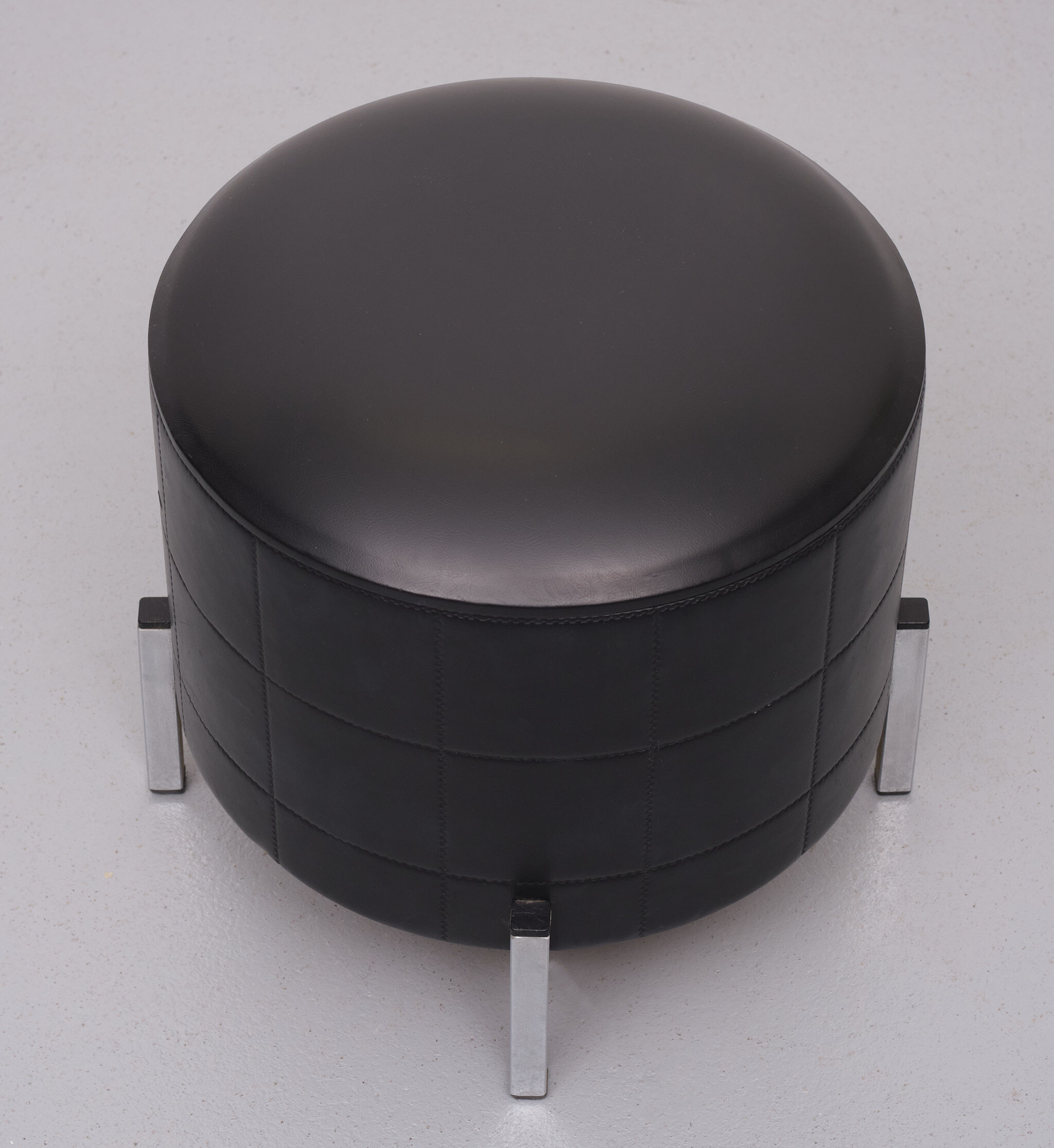 Black Faux Leather Sewing Stool, 1960s