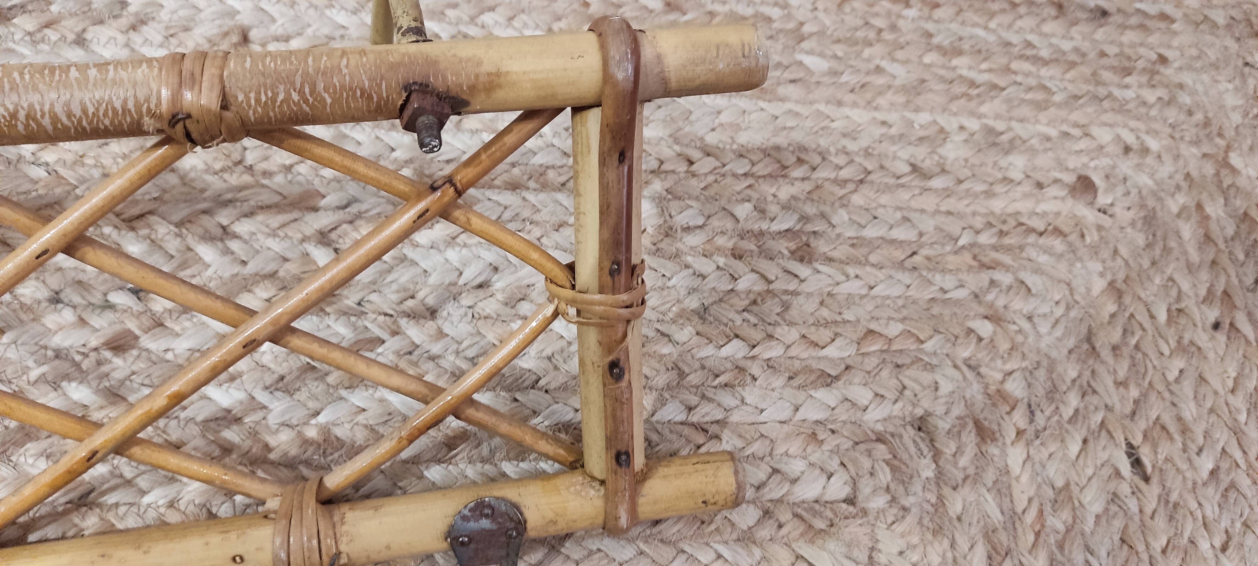 Bamboo and wicker wall coat rack