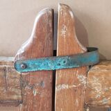 Old Burmese teak gate with openwork wrought iron panels