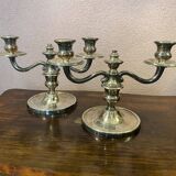 Pair of silver-plated bronze candlesticks by Auguste Mourier