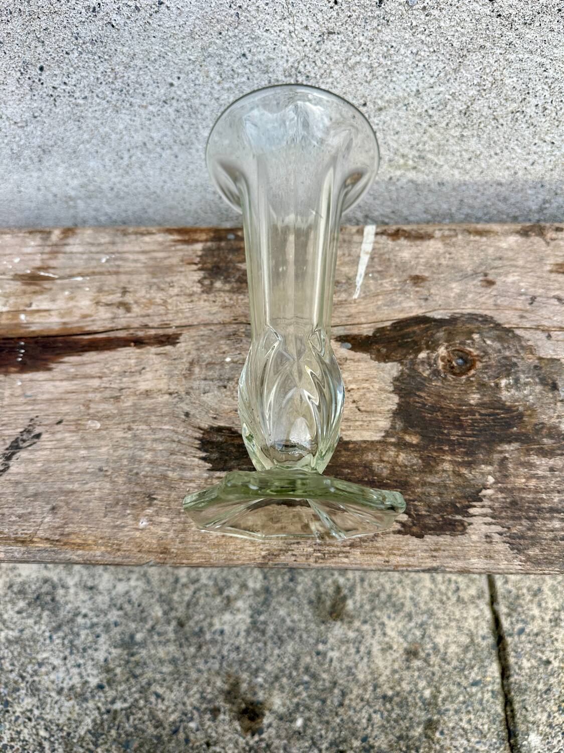 Antique tulip vase in moulded glass