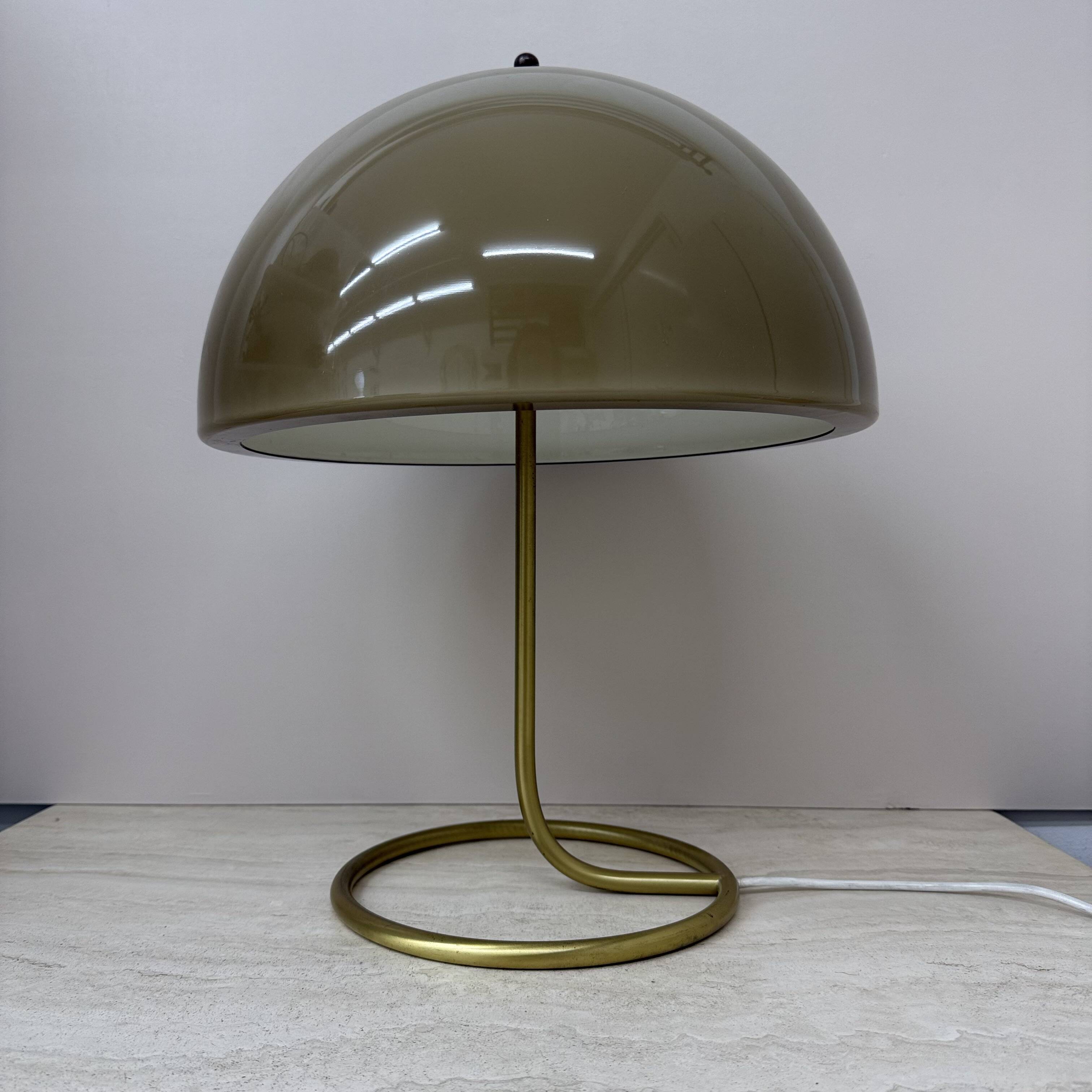 Vintage Mushroom table lamp with gold metal base , 1970s