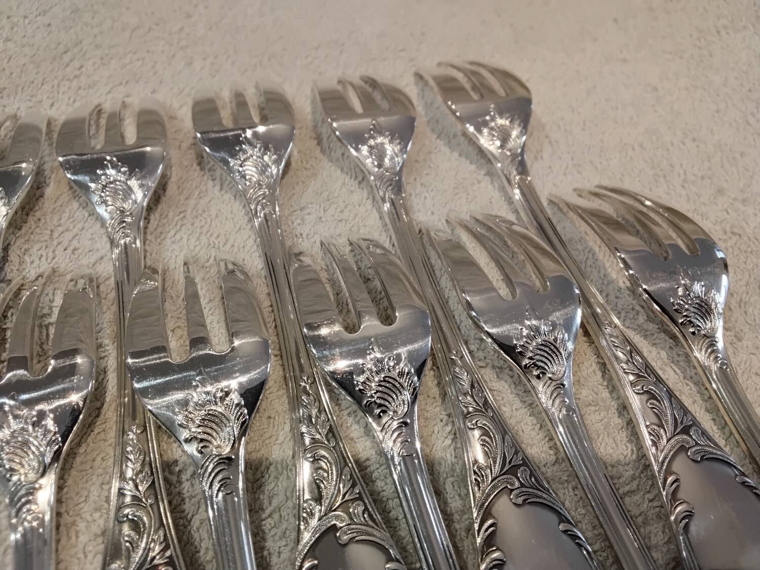 10 silver-plated cake forks by Christofle, Marly pattern