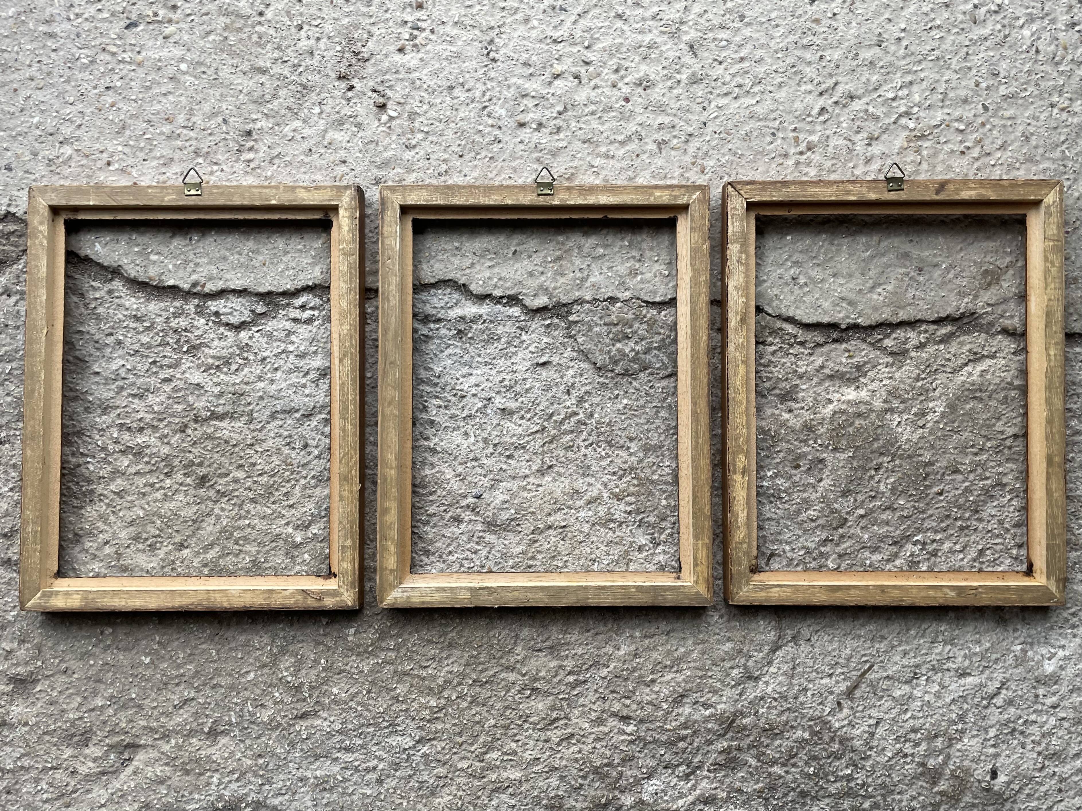 Set of 3 old wooden frames