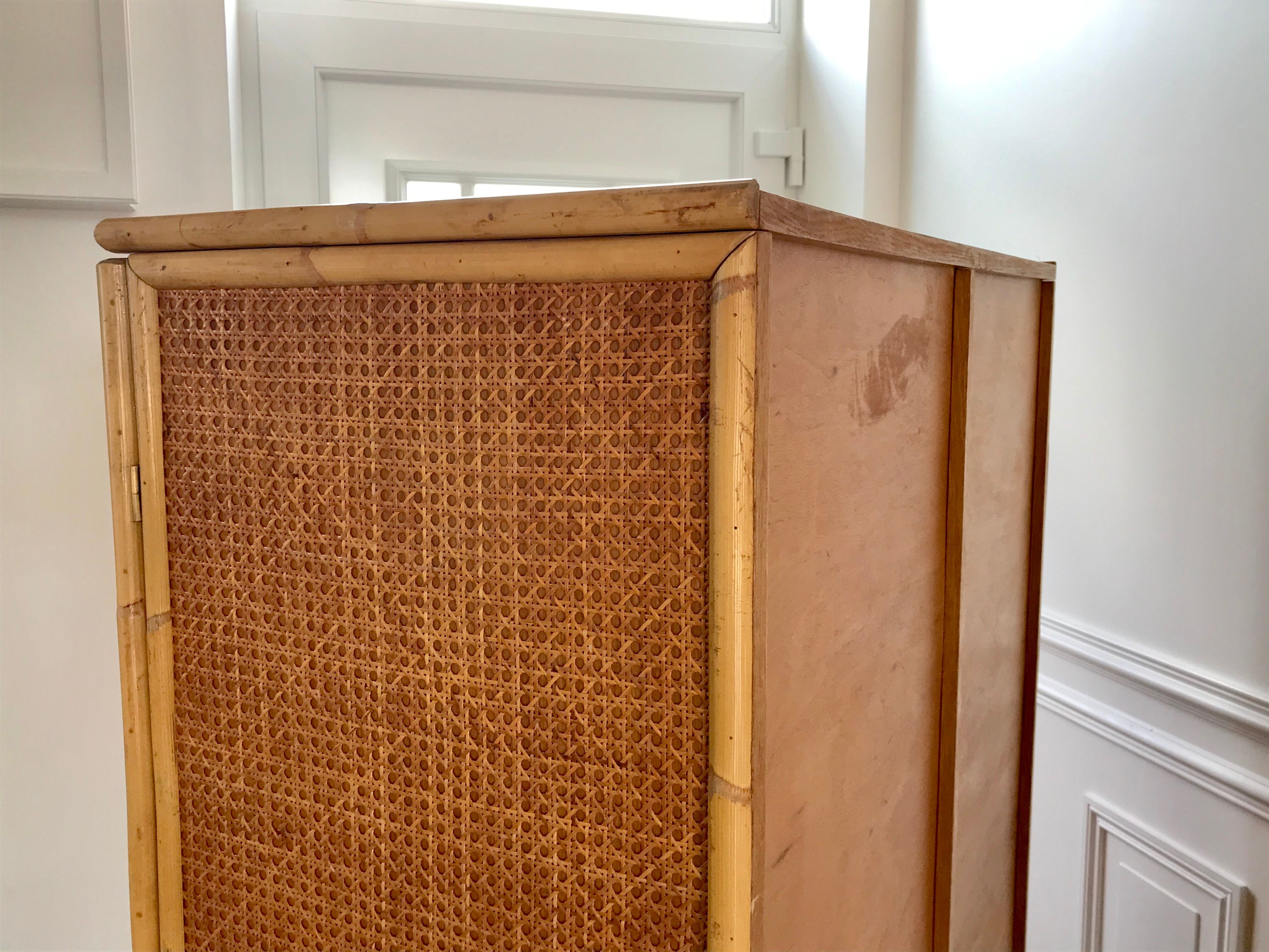 Rattan cabinet and oak 60/70