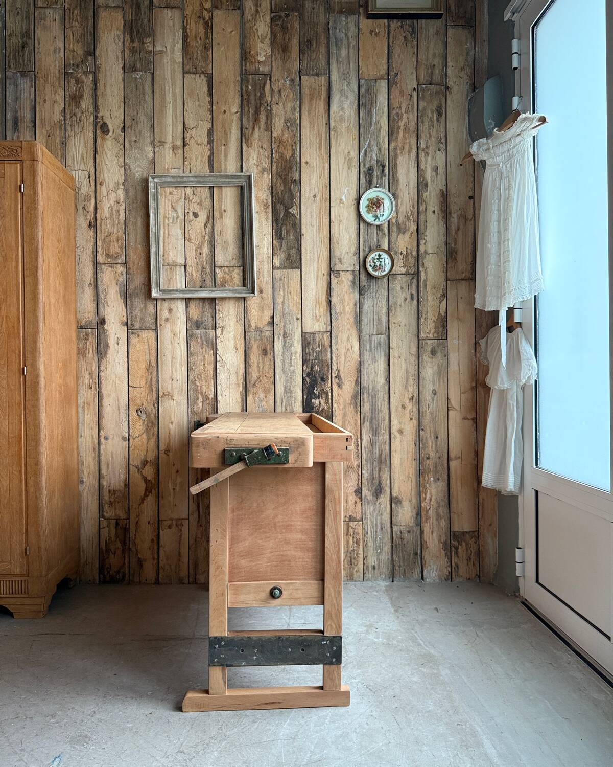 Vintage solid beech workbench (renovated)