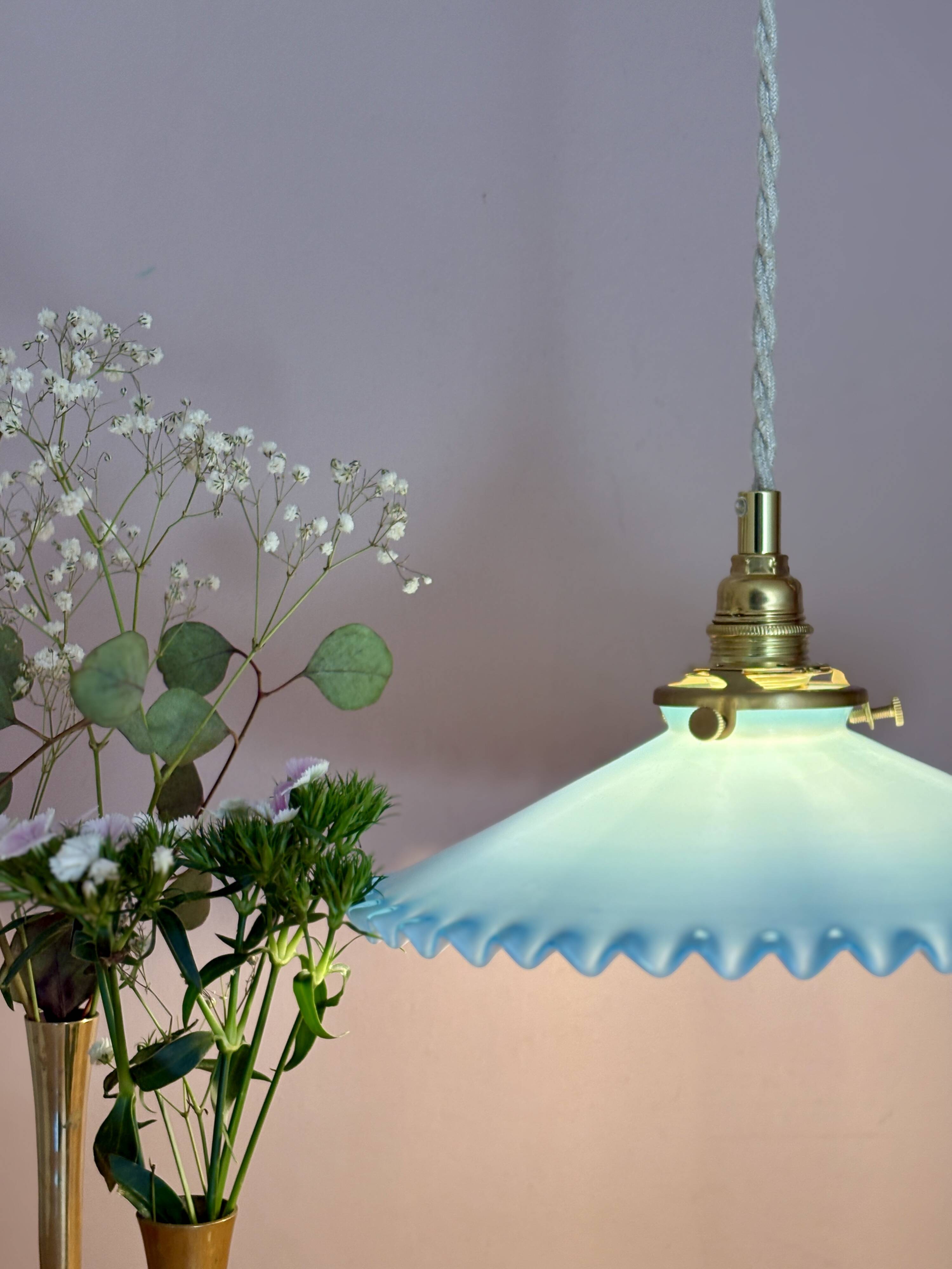 Vintage blue opaline pendant light