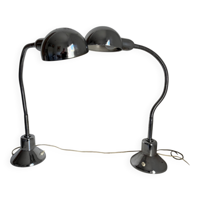 Paire lampes vintage 1940 de bureau jumo 210 chromée design - 50 cm