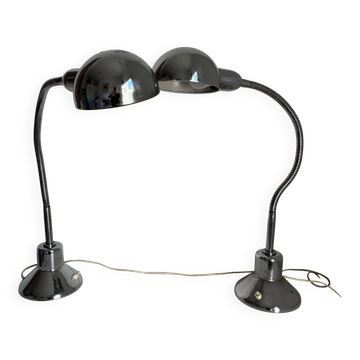 Pair of vintage 1940 Jumo 210 chrome desk lamps - 50 cm