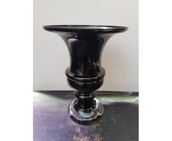 Old Vase Medici Shape Multilayer Glass Black & Transparent Vintage | Selency