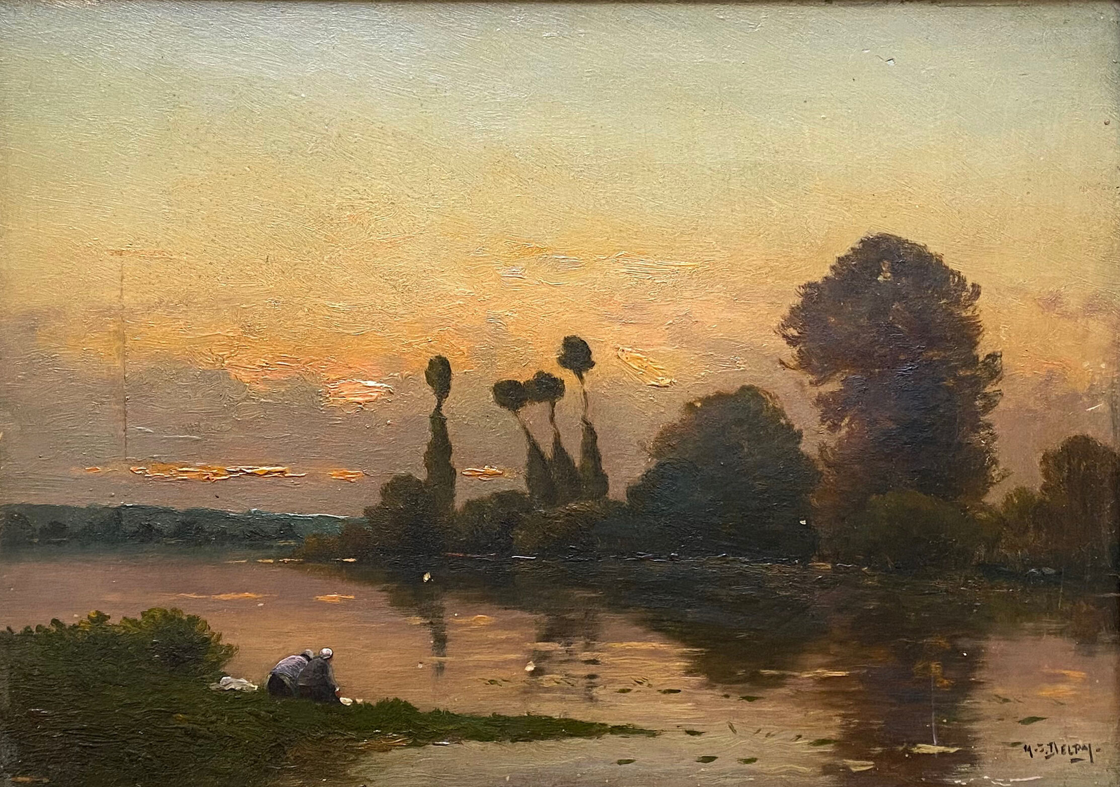Table HSP "Crepuscular landscape" H.C. Delpy 1842-1910 ec. Barbizon