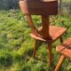 Three solid wood chairs