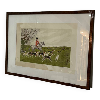 Signed and framed lithograph - La Chasse à cours - Vincent Haddelsey
