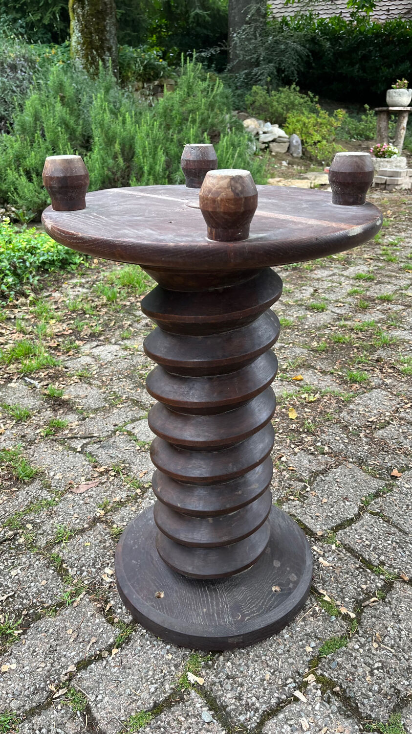 Pedestal table oak screw vintage press