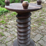 Pedestal table oak screw vintage press