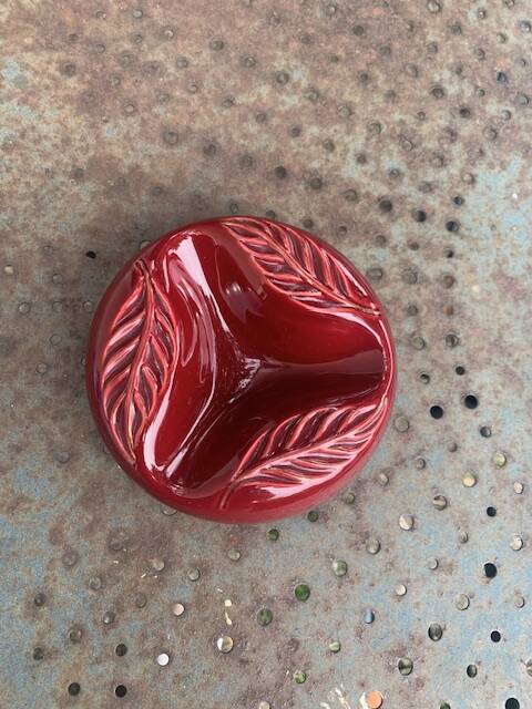Verceram France Burgundy Red Slip Glazed Ceramic Ashtray