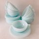 8 Art Deco Opaline Glass Coffee Cups and Saucers "The Economy"