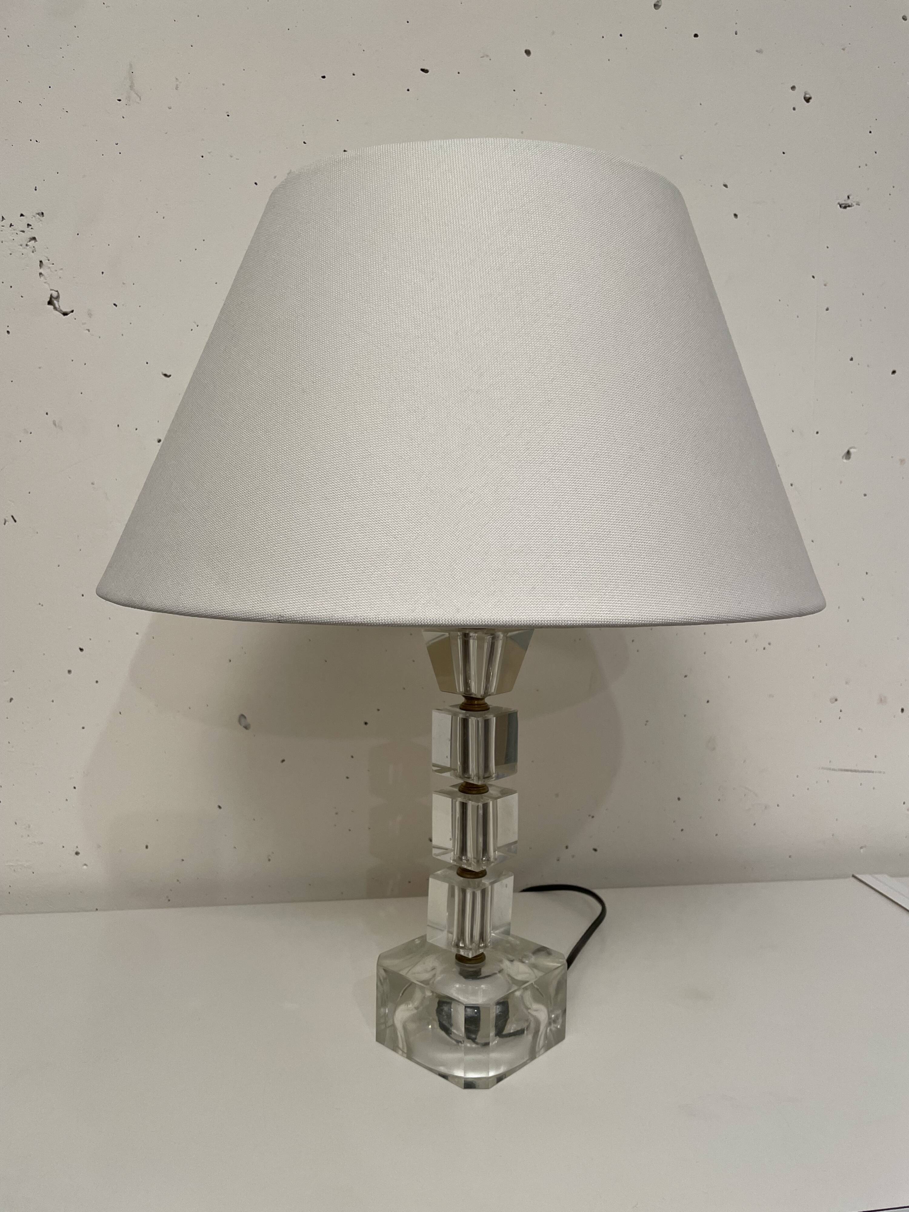 Glass and metal table lamp, Adnet 1970 spirit