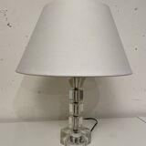 Lampe de table verre et métal, esprit Adnet 1970