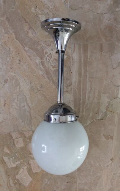 Glass chrome metal glass opalin Art Deco