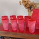 Cervé vintage red frosted glass orangeade set with fruit decoration