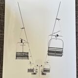 Photograph black and white silver print circa 1970 chairlift