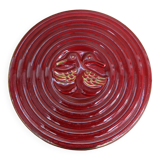 Vintage burgundy duck trivet with gold edging