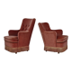 1970s, Danish set of two velour armchairs, original condition, beech wood.