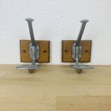 Pair of vintage aluminum coat hooks