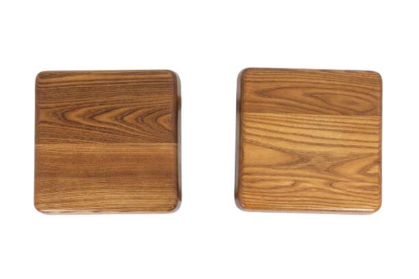 Pierre Chapo. Pair of stools in natural blond elm. 1970s.