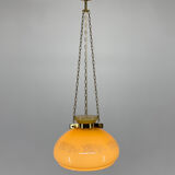 1950's Glass & Brass Pendant Light