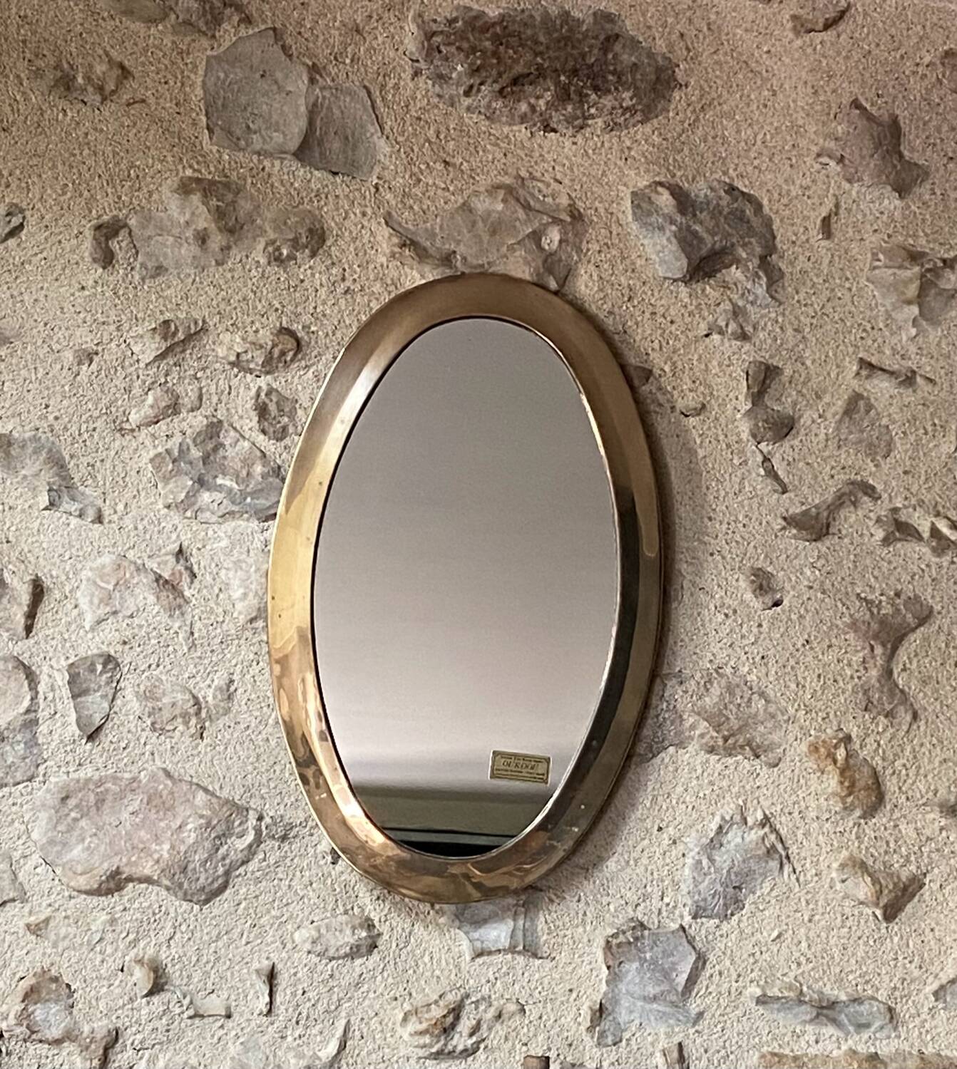 Urdu oval mirror solid brass