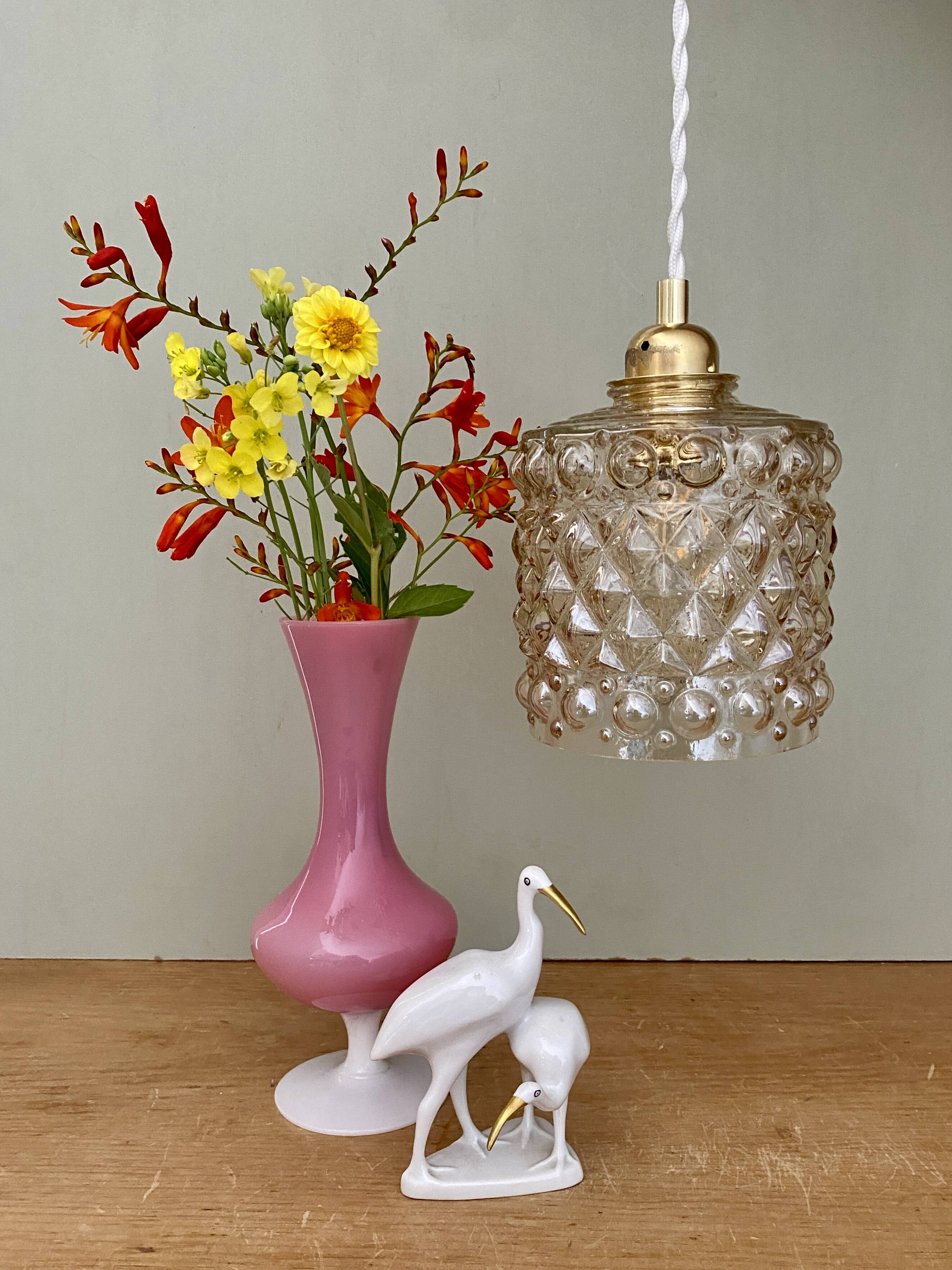 Vintage amber glass globe pendant light