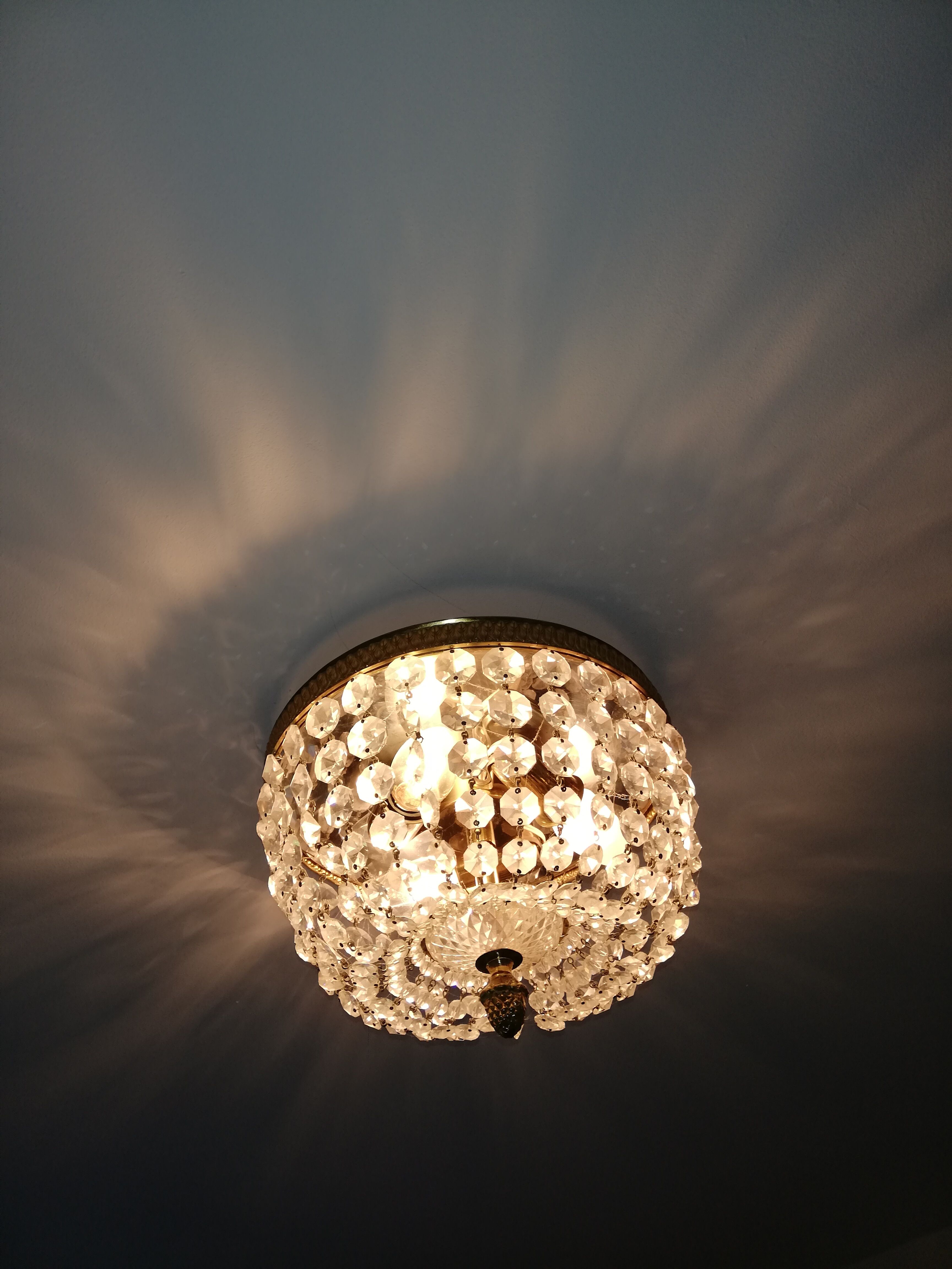 Gilded bronze and crystal chandelier