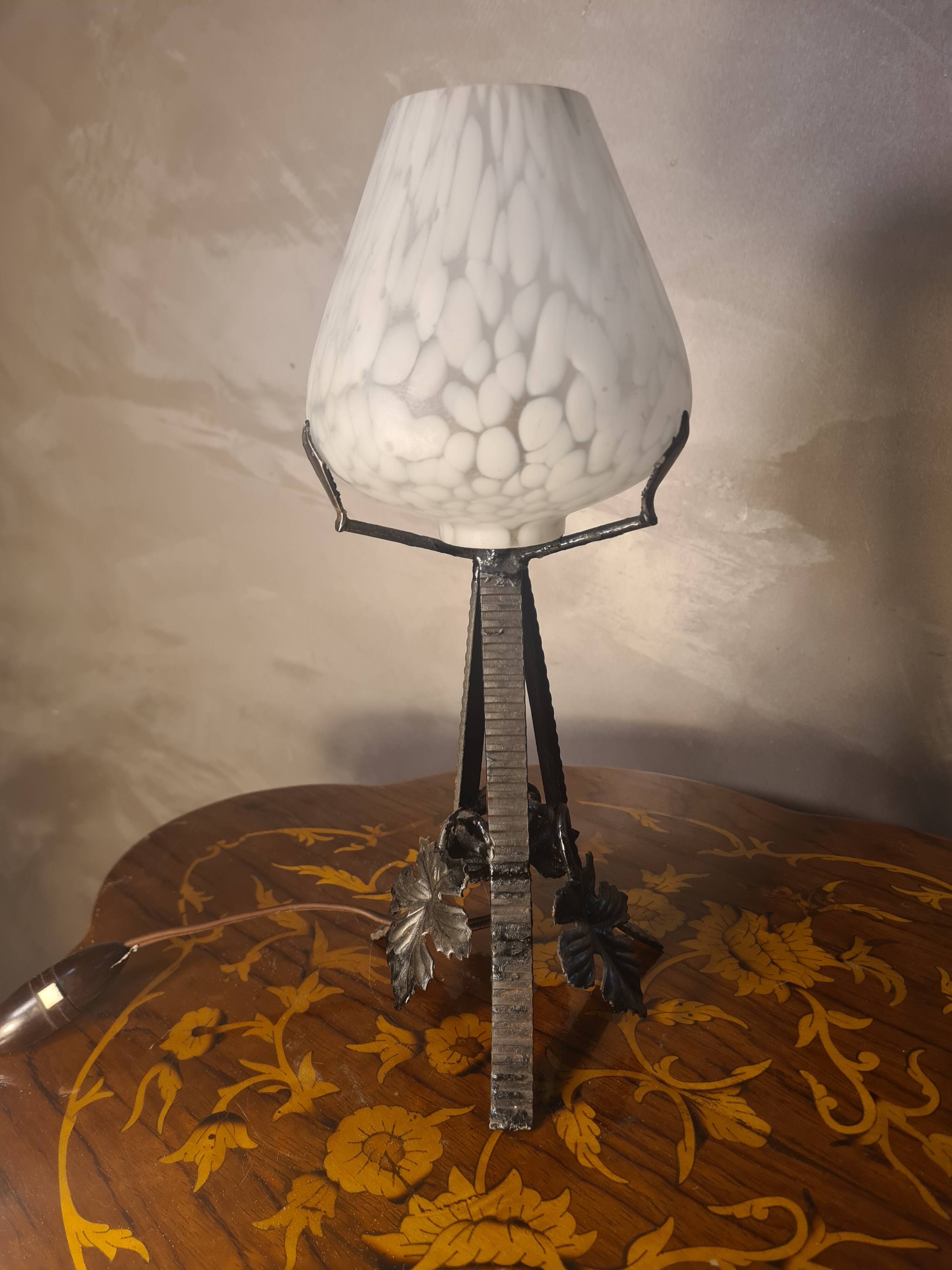 Art Deco night light, wrought iron, 32x12, very good condition.