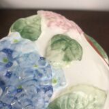 Vintage slip pot with hydrangea pattern