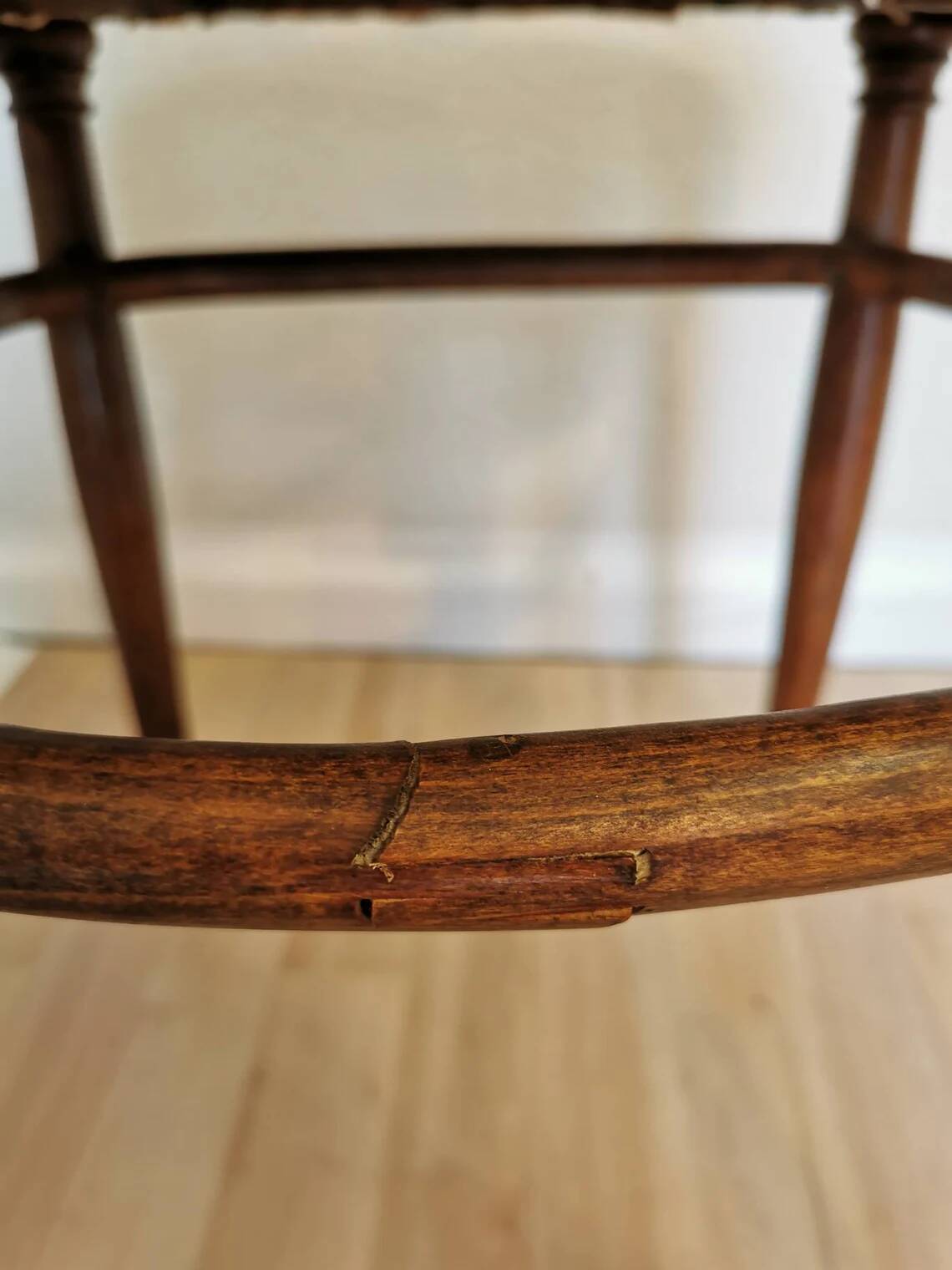 Vintage Thonet Bentwood Chair: Retro Fabric, Cane Backrest, 1970s Yugoslavi