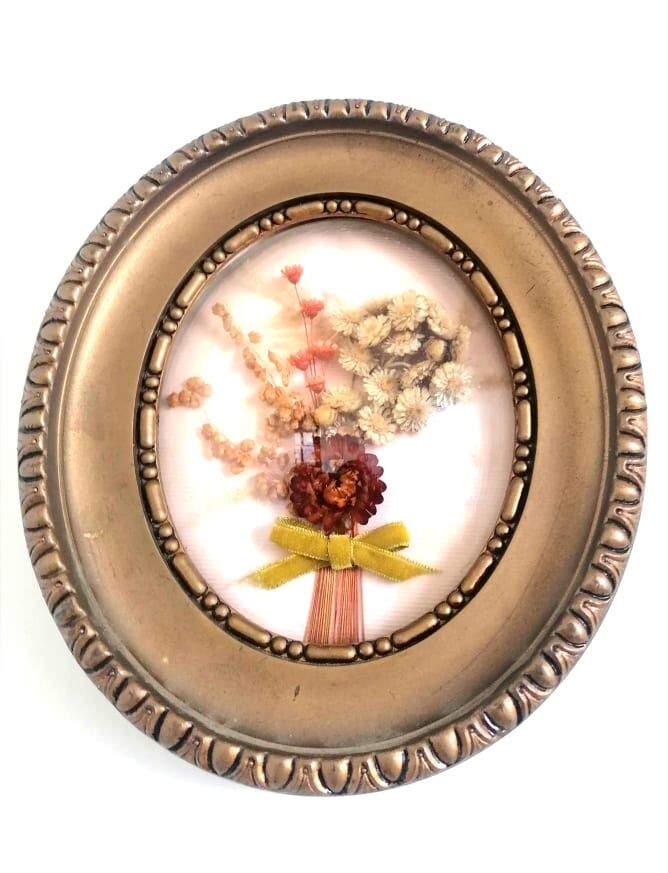 Domed frame dried flowers
