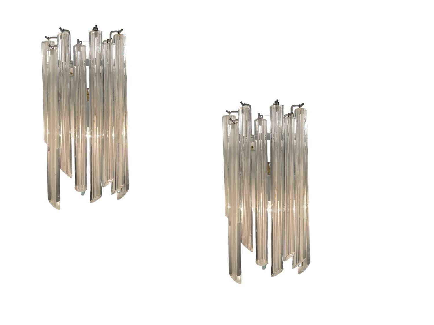 Murano Glass Trilobi Sconces Set of 2 by Venini 1970’s